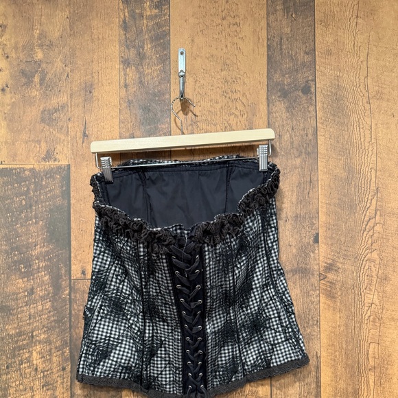 Tripp NYC black and white gingham corset top with a spider web overlay XXL - Picture 3 of 6